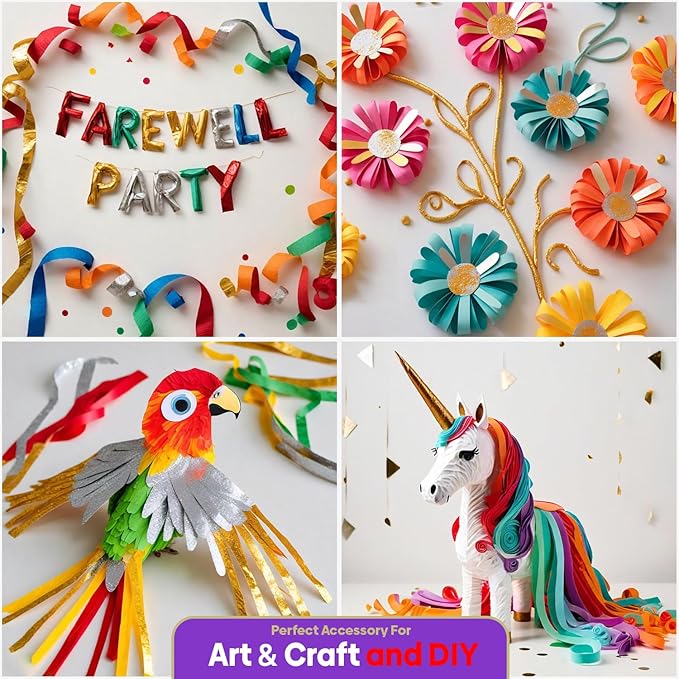 12 Crepe Paper Streamers Rolls, 984ft Pack of Unique 12 Rainbow Streamers with Silver and Gold Streamers for Party Decorations, Birthday Streamers, Party Streamers(1.8 inch x 82 ft/Roll)