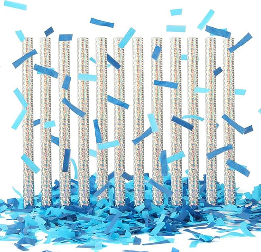 BATTIFE It's a Boy, 30Pack Gender Reveal Confetti Wands, Tissue Paper Confetti Flick Flutter Sticks for Baby Boy Born Shower Party Decorations Supplies, Shoot Poppers, 14inch Blue
