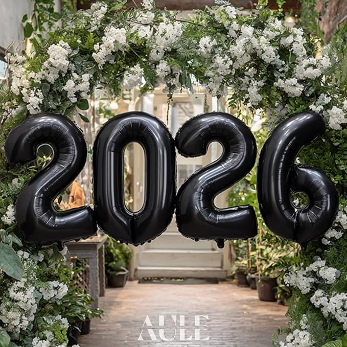 AULE 40 Inch Large 24 Number Balloons Black, Big Foil Number Balloons, Giant Helium Happy 24th Birthday Party Decorations for Man and Women, Huge Mylar Anniversary Party Supplies