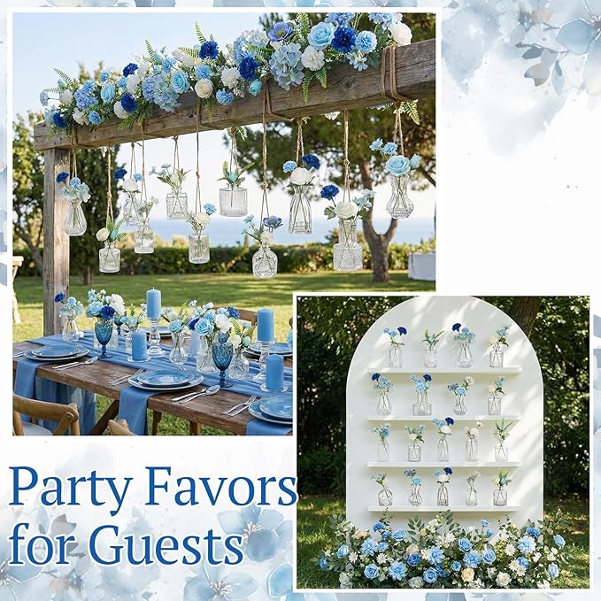 36 Pcs Spring Flowers Centerpiece for Tables Artificial Wildflowers Fake Flowers in Vase Small Floral Arrangement with Vases for Spring Wedding Baby Shower Party