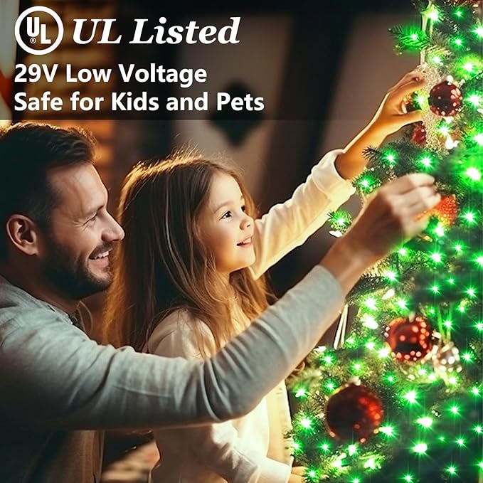 300 LED Indoor Outdoor String Lights with 12 Modes, Green Wire Christmas Tree Lights with Timer, Dimmable St Patrick's Day Decorations Lights, 75FT LED Lights for Halloween Xmas Easter Decor, Green
