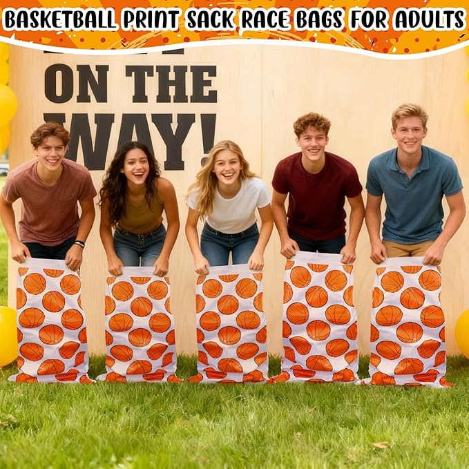 16 Pcs Potato Sack Race Bags Large Basketball Race Bags for Family Outdoor Sport Game Decorations for Adults and Kids Bean Sack Games Set Outside Yard Birthday Party Supplies 40 x 20 Inches