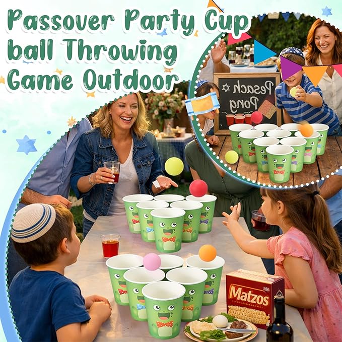 Hollowfly Frog Party Game with 60 Paper Cups 24 Colorful Balls Green Frog Birthday Party Throwing Toss Game for Bug Birthday Princess Gathering Indoor Outdoor Activitie