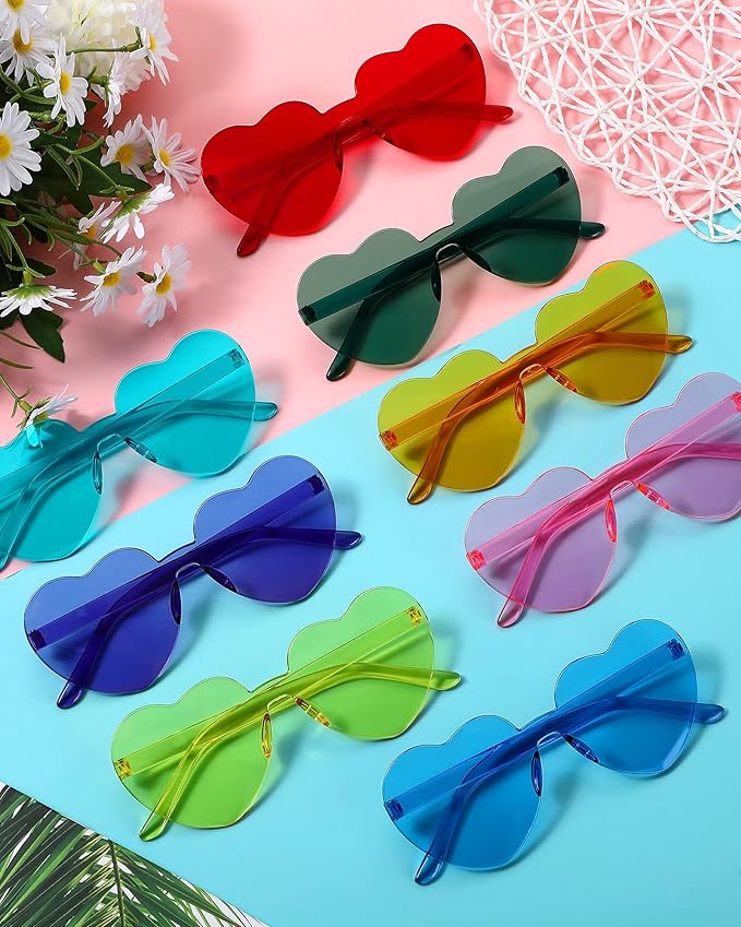 Colzzy 16 Pair Heart Shaped Sunglasses Bulk Witch Birthday Party Sunglasses Candy Color Eyewear for Party Women
