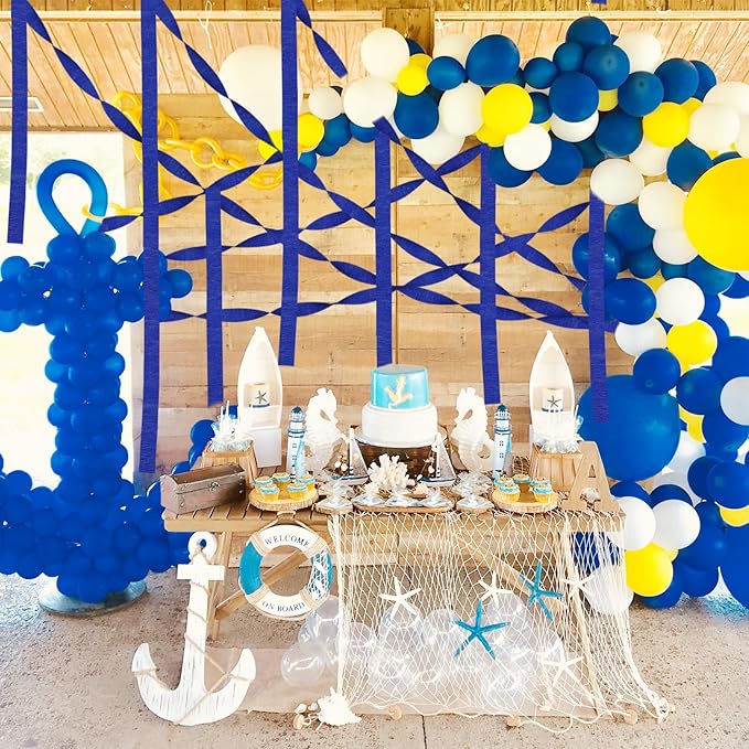 8 Rolls Royal Blue Crepe Paper Streamers Party Streamers Photo Booth Backdrop Party Supplies for 4th of July Birthday Baby Shower Sea Hanukkah Party Decorations（Total 656ft, 1.8Inch x 82Ft/Roll）