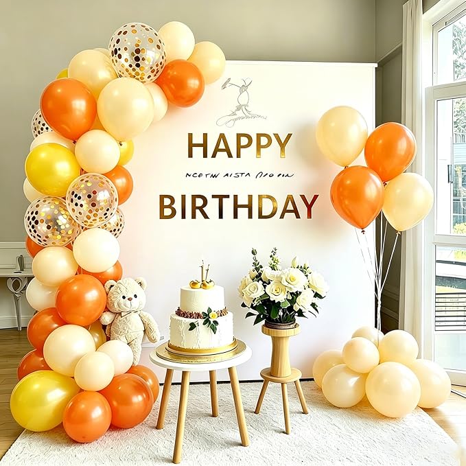 Light Yellow Balloons and Mustard Yellow Balloon, 60 Pcs 12 Inch Latex Balloons Gold Confetti Balloon with 1 Ribbon, Golden Balloon for Birthday Wedding Bridal Shower Party Decorations