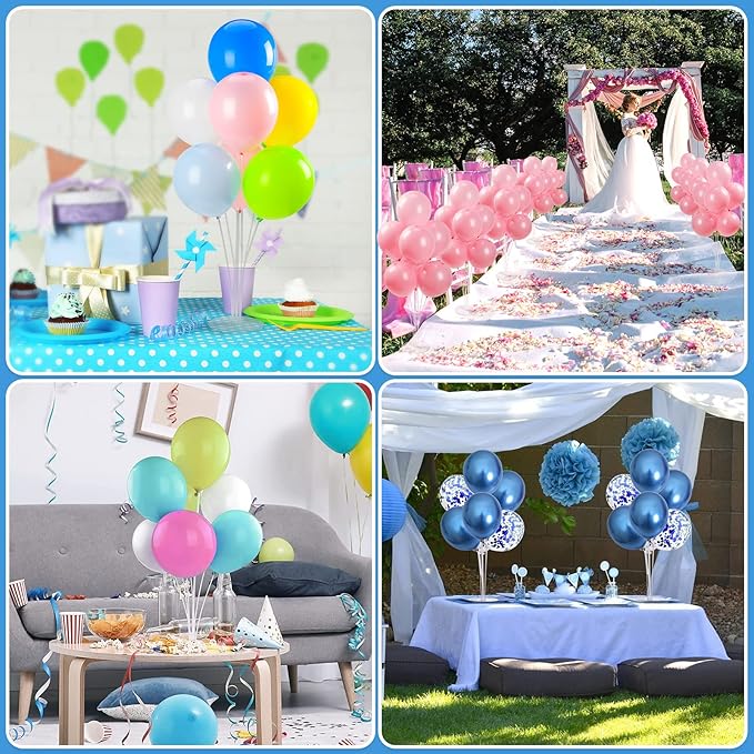 Voircoloria 30 Sets Balloon Stand Kits, Balloon Sticks Holder with Base for Table Graduation Birthday Baby Shower Gender Reveal Party Decorations