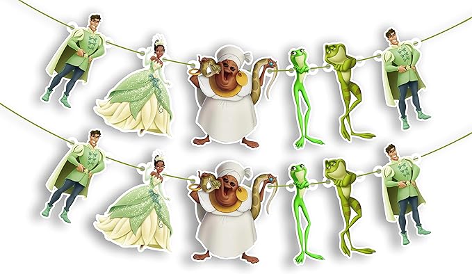 Princss and The Frog Garland Decoration – Themed Party Banner for Birthday Celebrations, Decorative Garland for Dessert Tables, Room Décor, Baby Showers, Photo Displays, and Special Events
