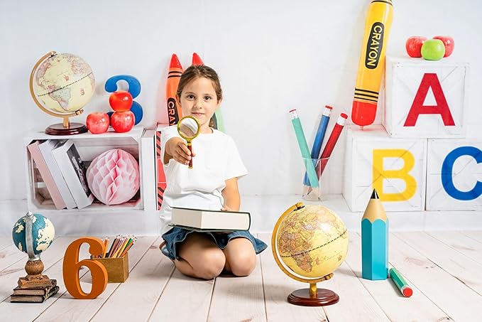 Kate 8x8ft/2.5x2.5m Back to School Backdrop Corlorful Pennant Flags Crayons Digital Printed Cloth Graduation Background Photo Studio Props