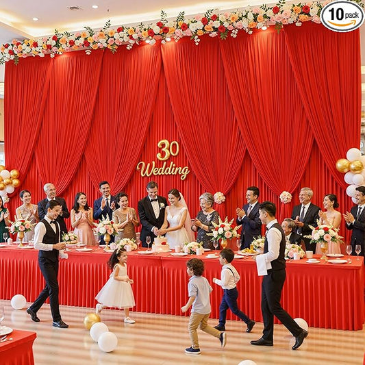 50ft x 10ft Wrinkle Free Red Wedding Backdrop Curtains for Party Bridal Shower Reception Decorations Red Fabric Curtain Backdrops Drapes for Photography Baby Shower Birthday Background