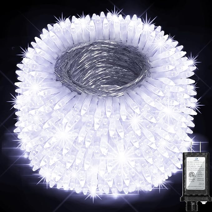 509FT Christmas Lights Outdoor 1350 LED Christmas Tree Decorations Lights with 8 Modes & Timer Memory, Plug In Clear Wire Waterproof LED Xmas Light for Yard Trees Wedding Party Holiday (Cool White)