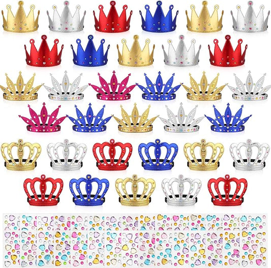 Yaomiao 66 Pieces Foam Princess Tiaras Kids DIY Crowns Party Favors Craft Crystal Diamond Sticker Making Your Own Tiara (Classic Style)