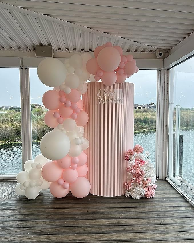 Pink and White Latex Balloons, 60pcs 12 Inches Pink and White with Transparent Balloons for Wedding, Birthday, Baby Shower Party Decorations