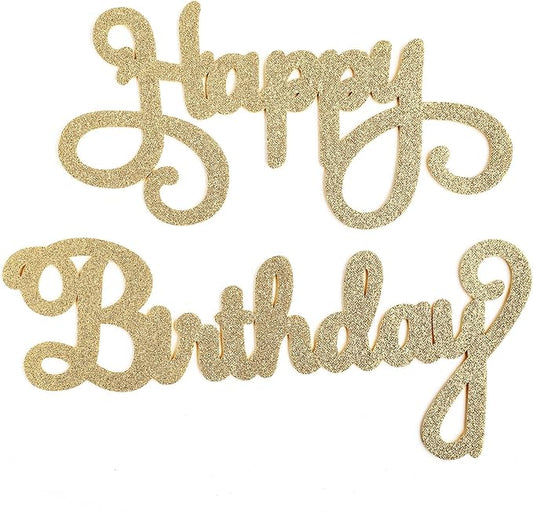 Champagne Gold Happy Birthday Sign for Arch Backdrop - Glitter Felt Happy Birthday Signs Large Letters for Balloon Banner Backdrop Wall Decorations for Party Banner for Women, Men, Kids