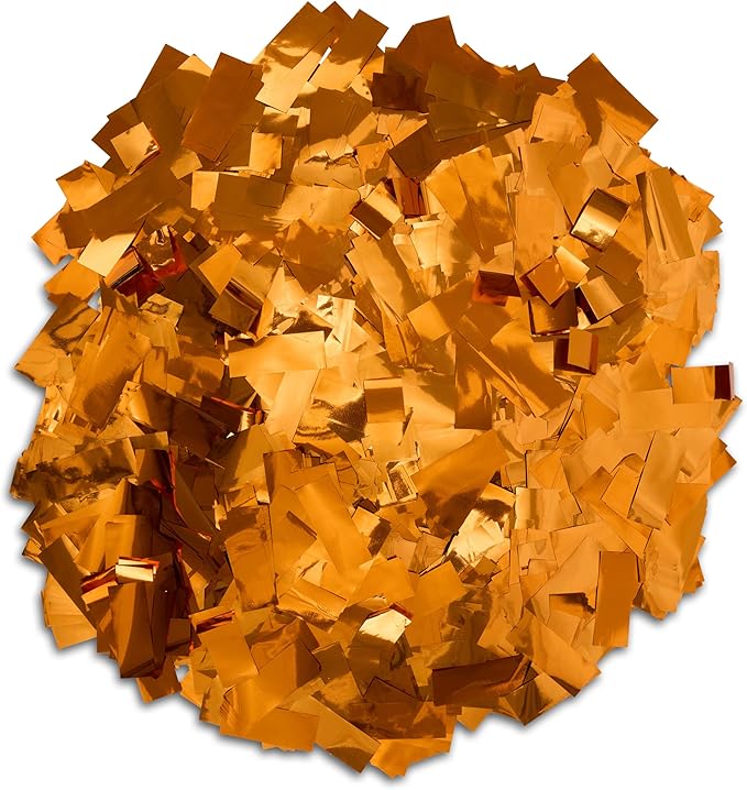 Metallic Confetti, 1 lb Bag, Shiny Foil Rectangles for Parties, Weddings, Events (ORANGE)