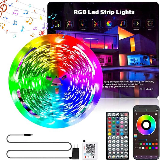Ledagic Led Lights for Bedroom 100ft Color Changing RGB Led Strip Lights Music Sync, DIY Led Light Strip with Remote and App Control, Dimmable Led Lights for Room Party Home Decor Cool Things(1*100ft)