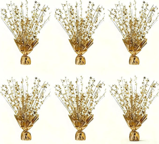 6 Pack Metallic Foil Spray Centerpiece Stars for Wedding, Birthday, Anniversary, Christmas Table Decor, Holiday Festival Baby Shower Graduation Mantle Party Decorations (Gold)