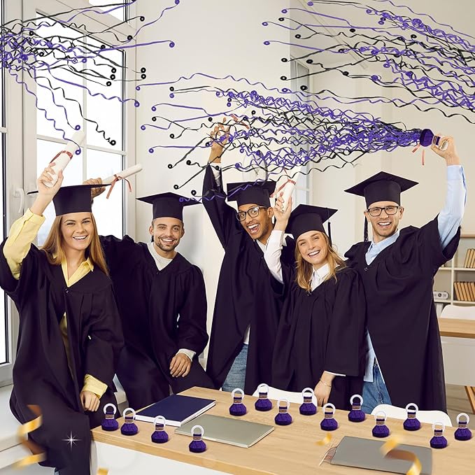 WinnerWhy 30 Pcs No Mess Confetti Poppers Hand Throw Streamers Party Poppers for Graduation 2026 Birthday Celebrations Wedding Engagement Bachelorette Party Supplies(Black and Purple)