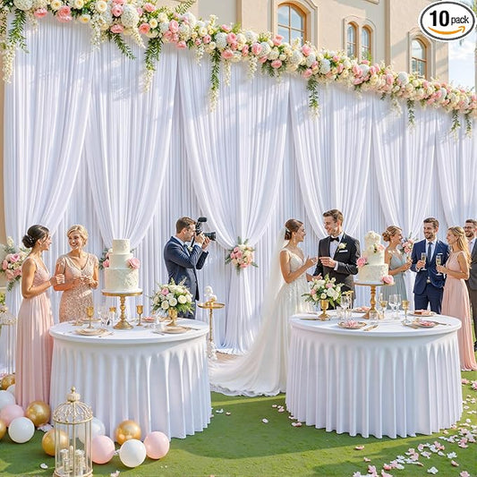 50ft x 10ft Wrinkle Free White Wedding Backdrop Curtains for Party Bridal Shower Reception Decorations White Fabric Curtain Backdrops Drapes for Photography Baby Shower Birthday Background