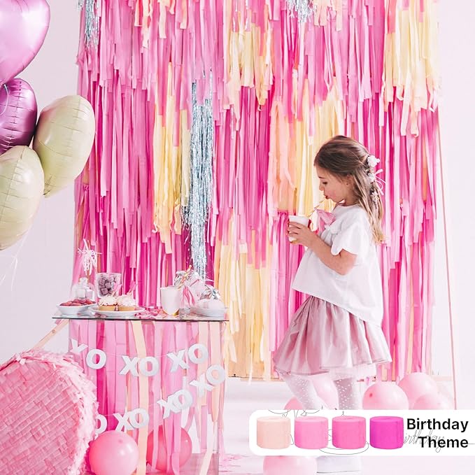 PartyWoo Crepe Paper Streamers 8 Rolls 656ft, Pack of Pink, Red and White Party Streamers for Birthday, Party, Wedding Decorations (1.8 Inch x 82 Ft/Roll)