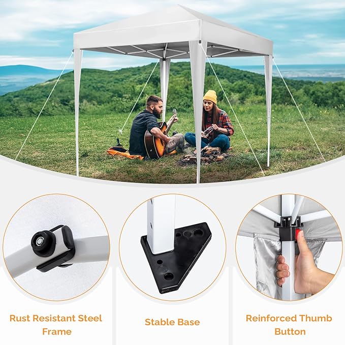 VINGLI 10x10 Pop Up Canopy Tent with Sidewalls, Outdoor Gazebo Canopy Tent, Patio Event Tents Outdoor Event Shelter for Parties (White)