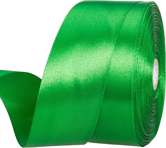 YASEO 1 1/2 Inch Green Solid Satin Ribbon, 50 Yards Craft Fabric Ribbon for Gift Wrapping Floral Bouquets Wedding Party Decoration