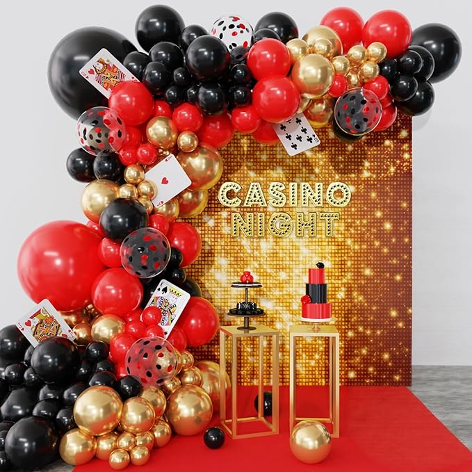 Amandir 153pcs Red Balloons Arch Garland Kit Different Sizes 18 12 10 5 Inch Red Latex Balloon for Birthday Wedding Anniversary Cherry Casino Movie Valentine's Day Christmas Party Decorations