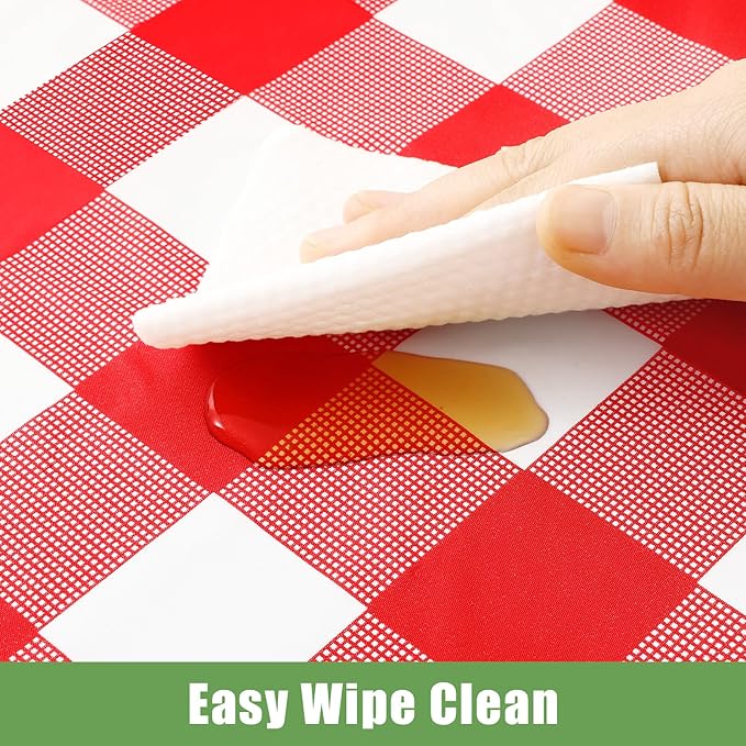 Smiry 3 Pack Red Gingham Disposable Tablecloths - 54" x 156" Heavy Duty Plastic Table Cloth, Waterproof Buffalo Plaid Table Covers for Picnic, Banquets, Outdoor Parties