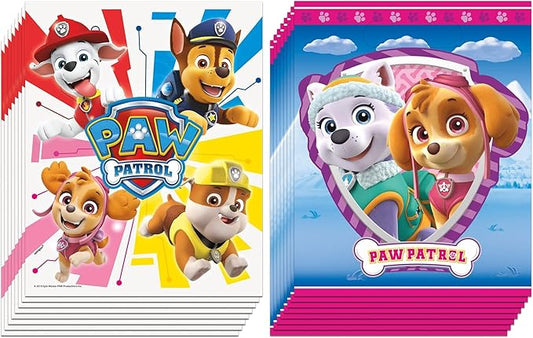 Unique Paw Patrol and Paw Patrol Girl Party Favor Bags 16 Goodie Bags with Celebrate With Me Sticker | Kids Birthday Party Supplies