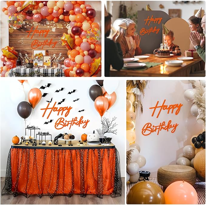 Orange Happy Birthday Sign for Backdrop - Felt Happy Birthday Letters for Balloon Arch Party Wall Decor Large Signs for Boys Girls Women Party Baby Shower Decorations