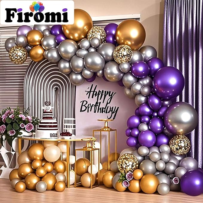 Firomi Metallic Purple Balloons 18-inch 12 Pack Large Helium Shiny Round Big Chrome Purple Thicken Latex Balloon for Birthday Party Bridal Shower Purple Party Balloons (with 1 Ribbon)