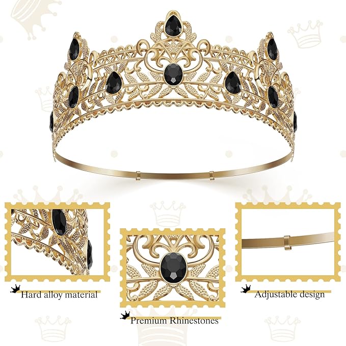 Junkin 5 Pieces Birthday Man Accessories Include King Crown King Sash Tinplate Badge Pin Brooch Hanging Chain Crown for Man Birthday Party(Adjustable Style,Small)