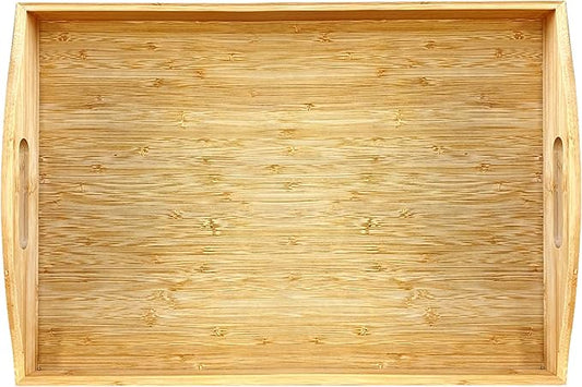 Bamboo Serving Tray Dinner Plates Cheese Board 16.5"x11.8"（42x30cm with Handle