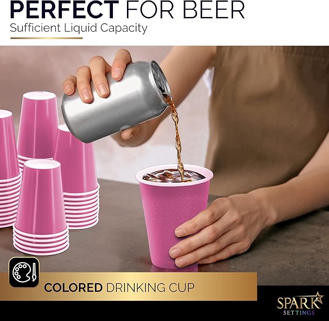 Disposable Paper Cups, 8 oz. Pink Paper Coffee Cups, Strong and Sturdy Coffee Disposable Cups for Party, Wedding, Thanksgiving Day, Christmas, Halloween Hot Cups, Pack of 20