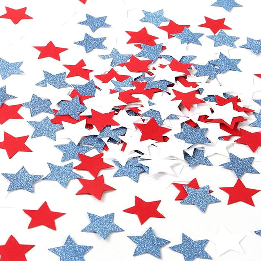 Red-White Blue Fourth-4th of-July Confetti - 300pcs Imemorial-Day Party-Decorations Graduation Star Confetti, USA Patriotic America Independence Men Boys Birthday Table Decor Lasting Surprise