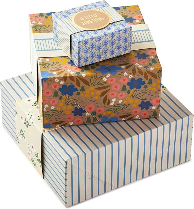 Hallmark Gift Boxes 3-Pack Assorted Sizes (Flowers and Stripes) for Valentine's Day, Birthdays, Bridal Showers, Mother's Day, Best Friends, Gifts for Her, Wrapped Treats and Cookies
