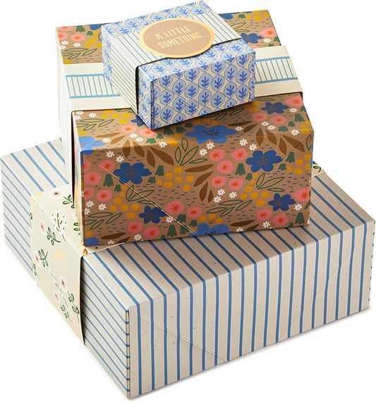 Hallmark Gift Boxes 3-Pack Assorted Sizes (Flowers and Stripes) for Valentine's Day, Birthdays, Bridal Showers, Mother's Day, Best Friends, Gifts for Her, Wrapped Treats and Cookies