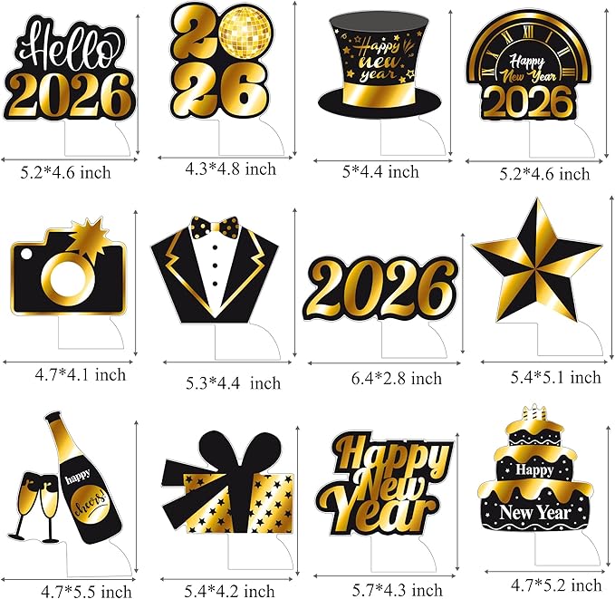 Happy New Year Honeycomb Centerpieces 2026 New Years Eve Party Decorations 12PCS New Years Decor Hello 2026 Table Centerpieces for Cheers to 2026 Celebration Supplies