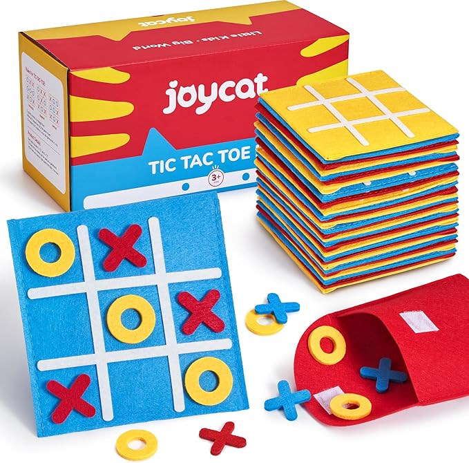 JoyCat 30 Pack Tic Tac Toe Party Favors for Kids, Felt Travel Board Games with Storage Pouch, Classroom Prizes, Goodie Bag Stuffers, Birthday Gifts for Students(Classic)