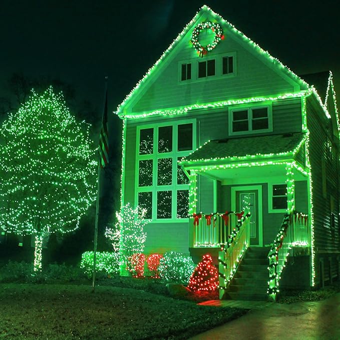 400 LED Green String Lights Indoor, 132ft St Patricks Day Lights Clear Wire 8 Modes Plug in Waterproof Christmas Fairy Lights for Room Tree Christmas Holiday Decorations