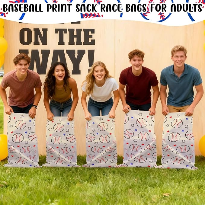 16 Pcs Potato Sack Race Bags Large Baseball Race Bags for Family Outdoor Sport Game Decorations for Adults and Kids Bean Sack Games Set Outside Yard Birthday Party Supplies 40 x 20 Inches