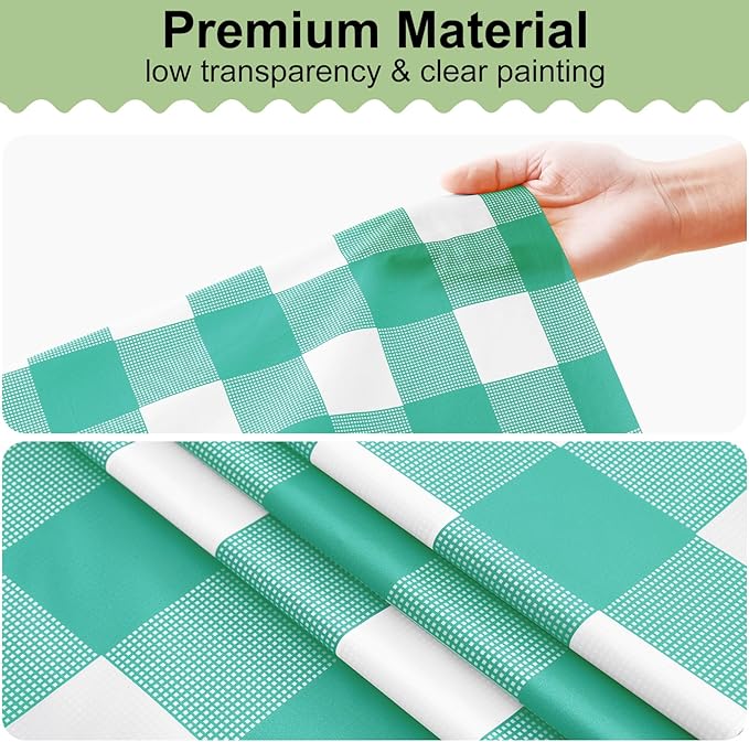 misaya 6 Packs Buffalo Disposable Table Cloth, 54 x 108 Inch Waterproof Plastic Tablecloth, Rectangle Teal and White Checkered Table Covers for Picnic, Birthday, Party