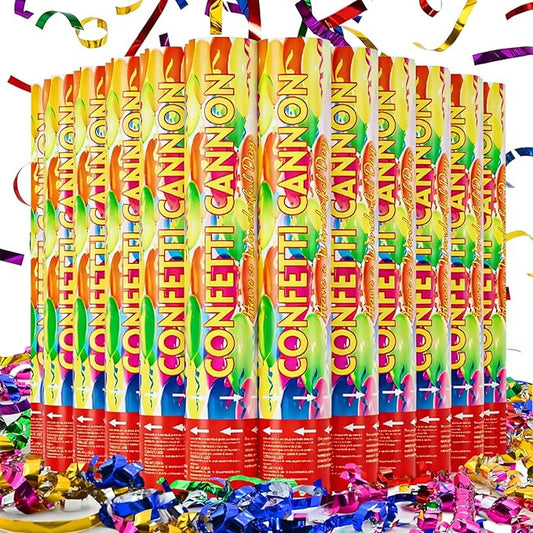 Confetti Poppers 12Pack Streamer Confetti Cannon 12inch Multicolor Confetti Party Poppers Foil Confetti Streamer Poppers Blaster for Wedding Birthday Graduation Party Christmas New Year Celebration
