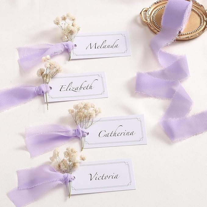 DORIS HOME Light Purple Chiffon Ribbon for Flower Bouquet, 1" x21Yd Fabric Ribbon for Gift Wrapping, Handmade Frayed Ribbon for Wedding Invitations/Christmas Decorations
