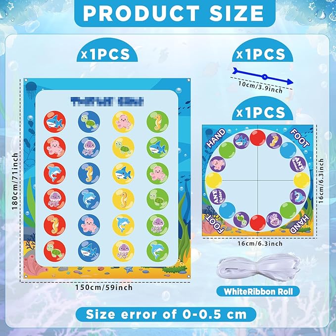Giant Floor Games - Summer Ocean Pose Balance Game, Under The Sea Party, Indoor Outdoor Interactive Game for Adults - Promotes Physical Activity, Family Board Mat for Lawn Yard Camping