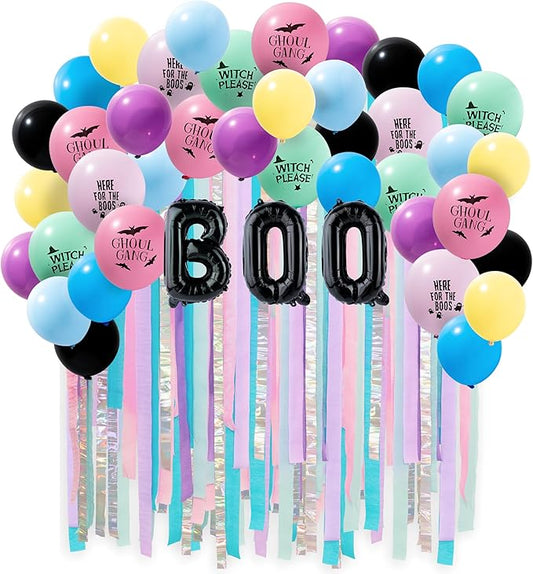 Cheerland Pastel Halloween Balloon Arch Ghost Birthday Decorations Boo Balloons Halloween Decorations Pastel Kids Cute Bat Birthday Backdrop Theme Spooky Party Decor