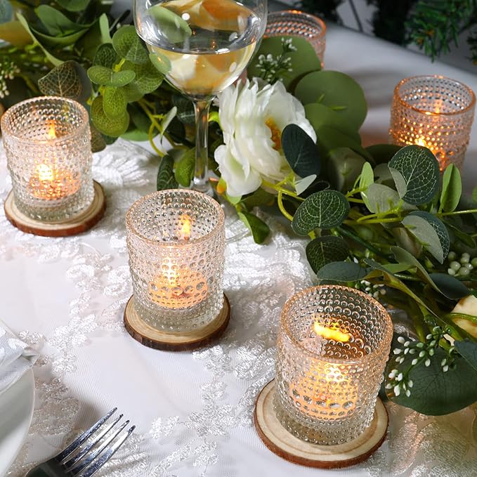 48pcs Votive Candle Holders for Home Decor, Clear Glass DIY Wax Filling Tealight Candle Holders, Tea Light Candles Holder for Wedding Table Decoration