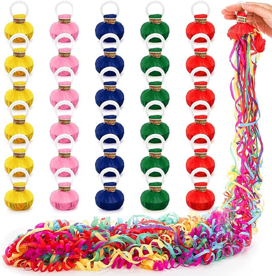 Lawei 30 Pack Throw Streamers, Colorful Hand Throw Confetti Poppers, No Mess Paper Crackers, Romantic Confetti Streamer for Wedding, Birthday, Party, Graduation, Celebrations, Party Favors