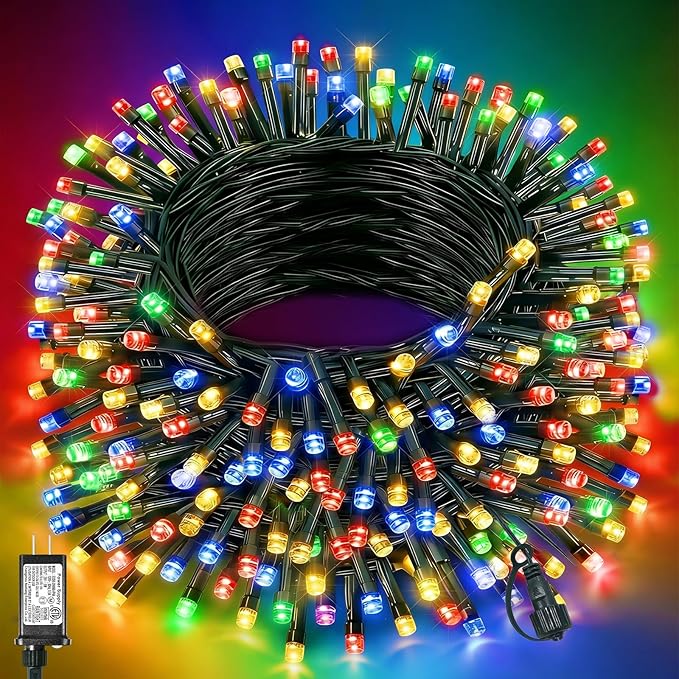 157FT 480 LED Christmas Lights Outdoor, Plug in Easter String Lights Waterproof, 8 Modes Green Wire String Twinkle Lights for Indoor Home Garden Patio Party Holiday Decorations, Multicolor