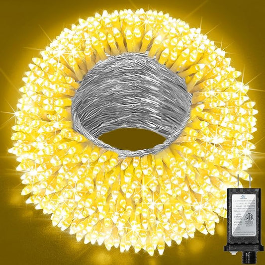 300 LED Outdoor Christmas Lights 75ft, 12 Lighting Modes Indoor String Lights Dimmable & Timer Memory, Outsite Waterproof Tree Lights for Xmas Garden Wedding Party Holiday Decorations Warm White